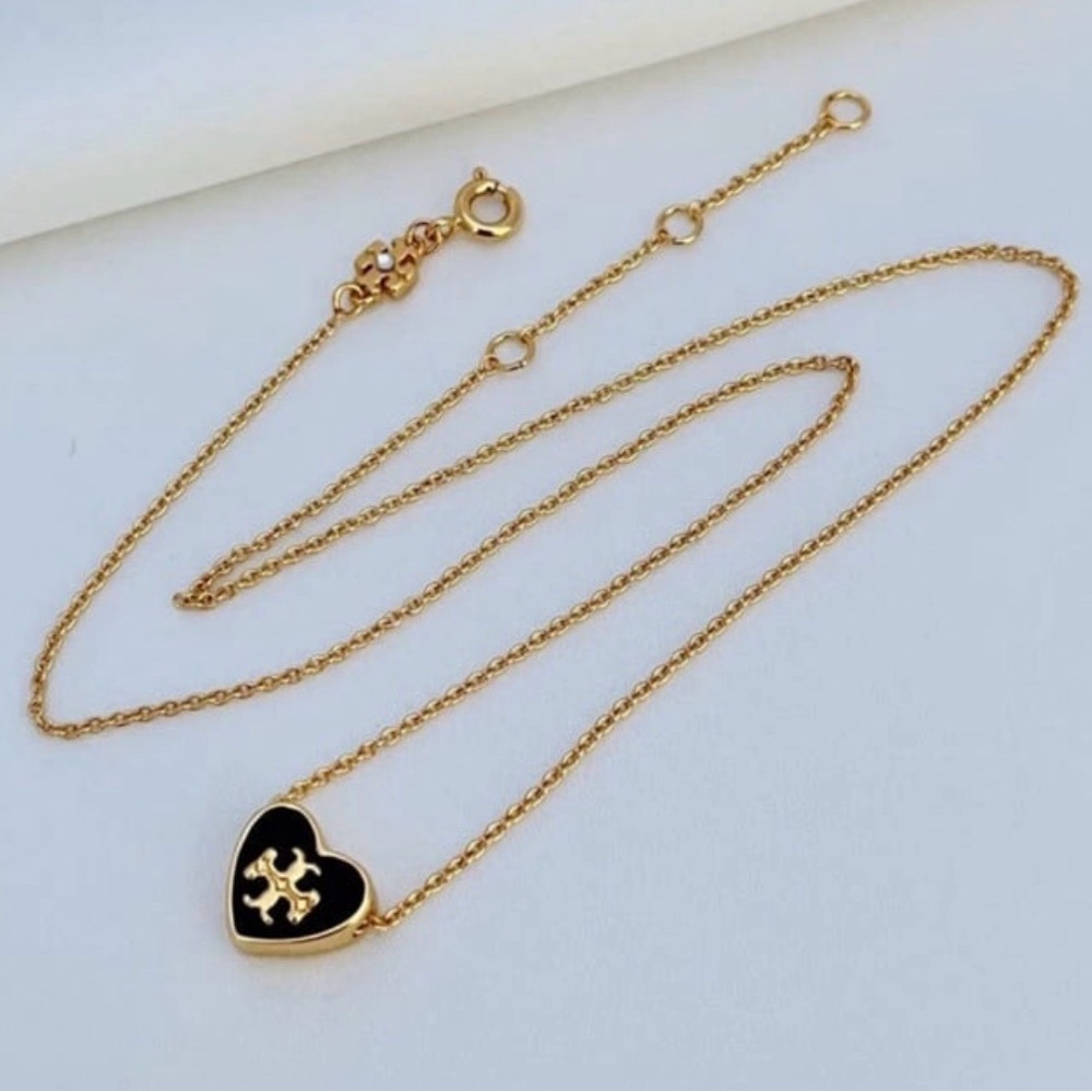 New Auth. Tory Burch Kira Heart Pendant Gold Necklace 16-18” with Tag MSRP $128